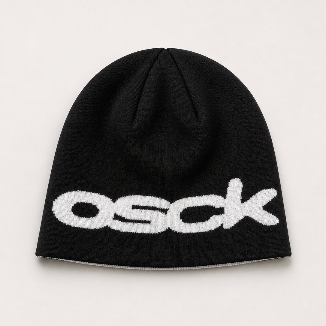 PRE ORDER - Orange/Black/White Reversible beanie
